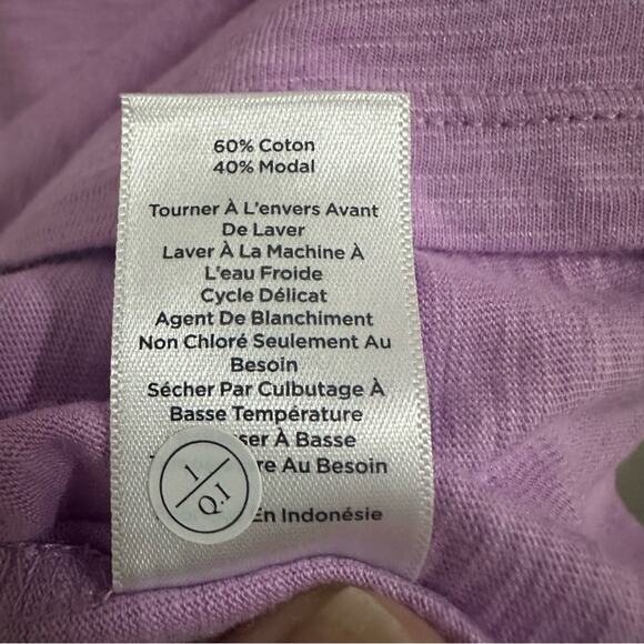 💥TALBOTS Textured Cotton Modal Button Shoulder Tee Small heathered purple - Picture 5 of 9